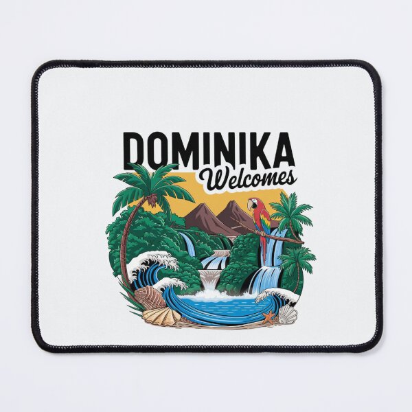 Item preview, Dominika Welcomes Flag Map Roseau, Boiling Lake designed and sold by AnimalsDH305.