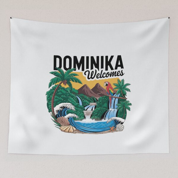 Item preview, Dominika Welcomes Flag Map Roseau, Boiling Lake designed and sold by AnimalsDH305.