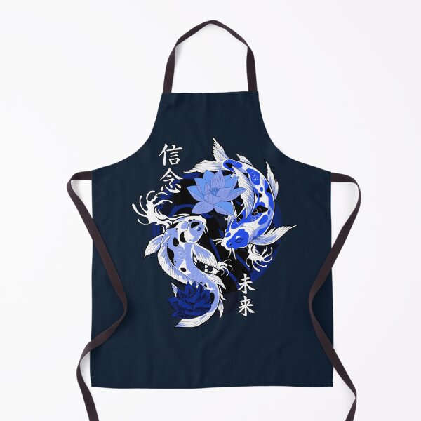 Item preview, Blue Yakuza Japanese tattoos, koi fish pond, floral water original designed and sold by Cheeky Companions.