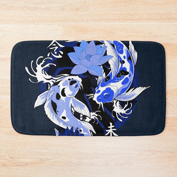 Item preview, Blue Yakuza Japanese tattoos, koi fish pond, floral water original designed and sold by Cheeky Companions.