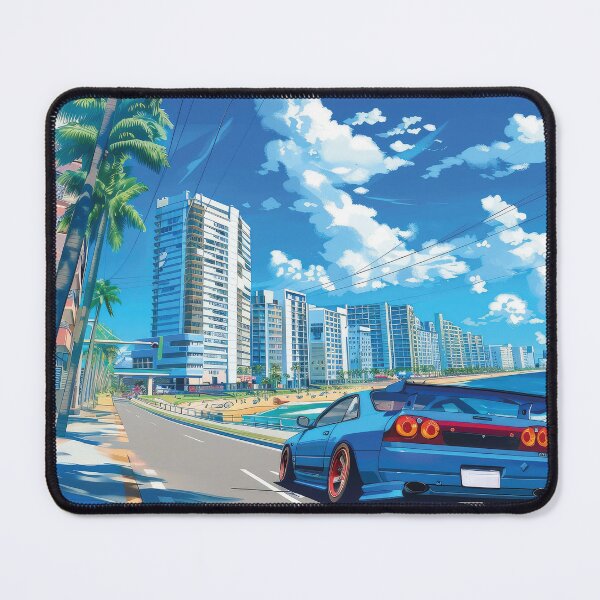 Item preview, cool car on coast anime illustration designed and sold by Mauswohn.