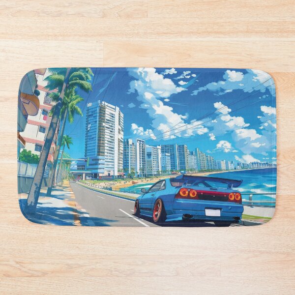 Item preview, cool car on coast anime illustration designed and sold by Mauswohn.