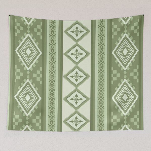 Item preview, Geometric Tribal green Textile Pattern designed and sold by kasune-shop.