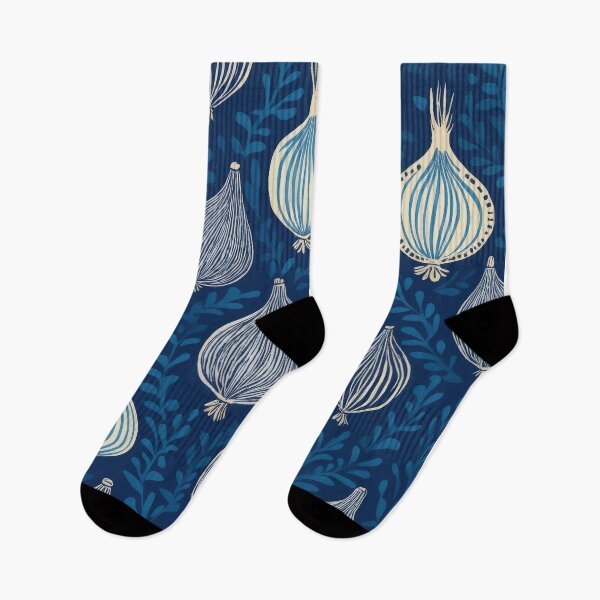 Item preview, Indigo Onions: A Whimsical Vegetable Pattern designed and sold by REPTISLAV.