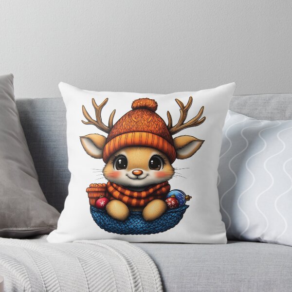 Item preview, Smiling Reindeer in a Winter Scarf	 designed and sold by BukkyStory.