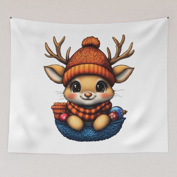 Item preview, Smiling Reindeer in a Winter Scarf	 designed and sold by BukkyStory.