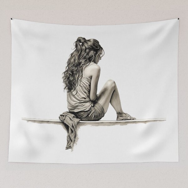 Item preview, Drawing Girl Lonely Girl Pensive Girl Emotional Art  designed and sold by Amanda's Factory.