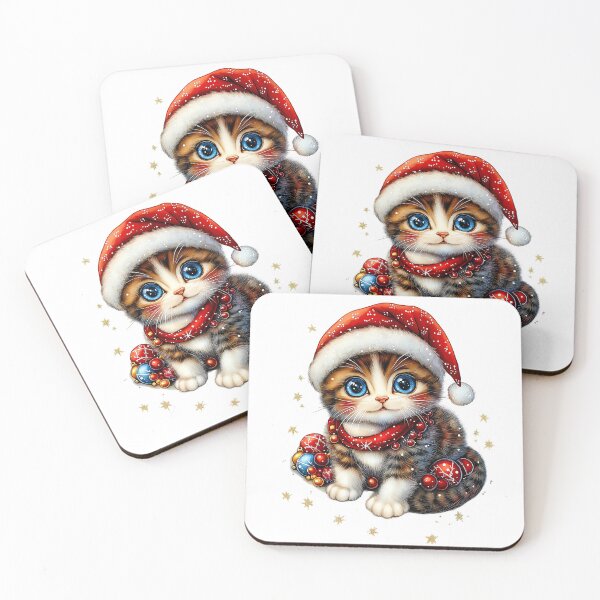 Item preview, Happy Kitten Celebrating Christmas designed and sold by BukkyStory.