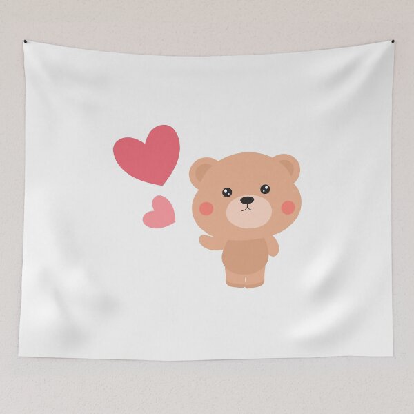 Item preview, Sweet teddy bear with hearts sending full love and kissess designed and sold by KrissGraphShop.