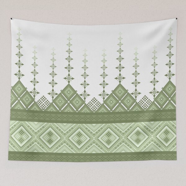 Item preview, Geometric Tribal green toneTextile Pattern designed and sold by kasune-shop.