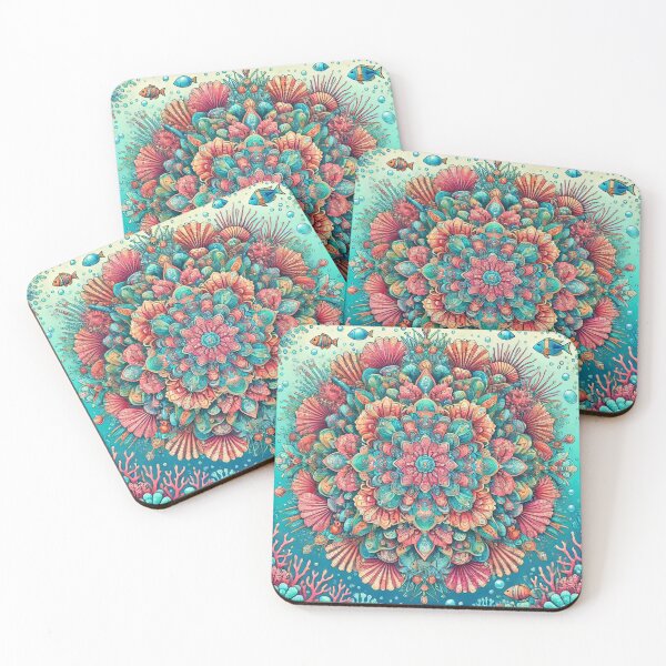Item preview, Tropical Reef Mandala with Vibrant Corals designed and sold by EsraaCreations.