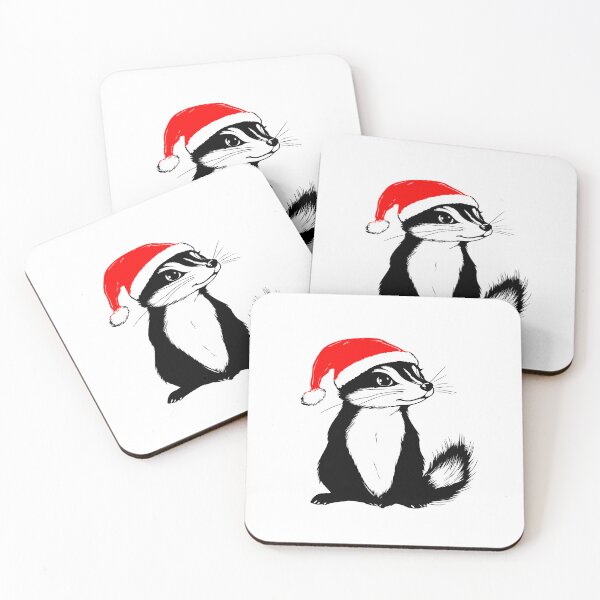 Aperçu de l'œuvre Moufette avec un Chapeau de Noël créée et vendue par JollyCritters.