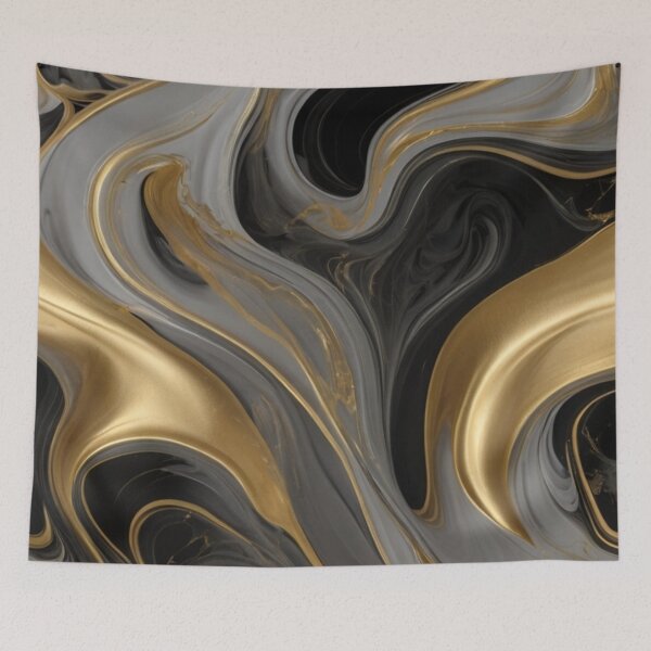 Item preview, Luxurious grey and silver and gold smoke swirling and glowing on a pitch-black background designed and sold by arjad3n.