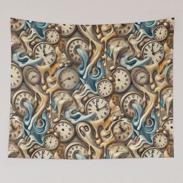 Item preview, Seamless Melting Clock Pattern Inspired by Salvador Dalí's "The Persistence of Memory" designed and sold by KittyKatto.