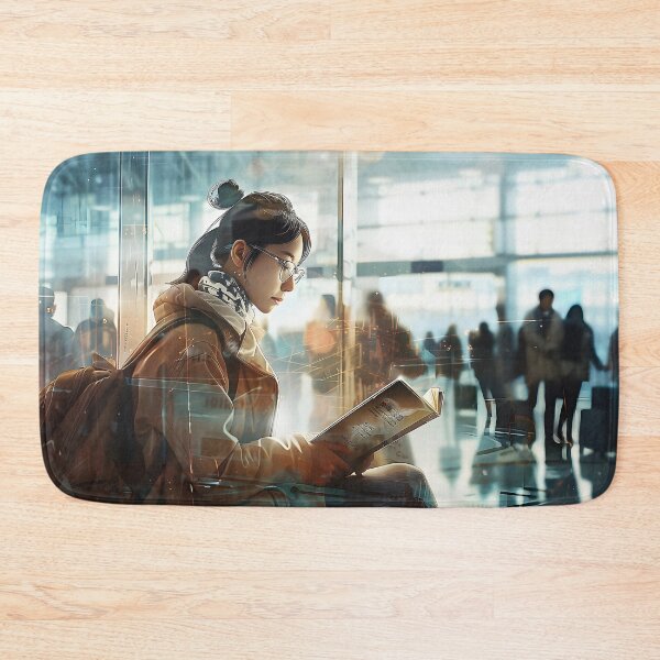 Item preview, Solitary Sojourner Immersed in a Serene Moment at the Airport Terminal. designed and sold by CheerForGoods.