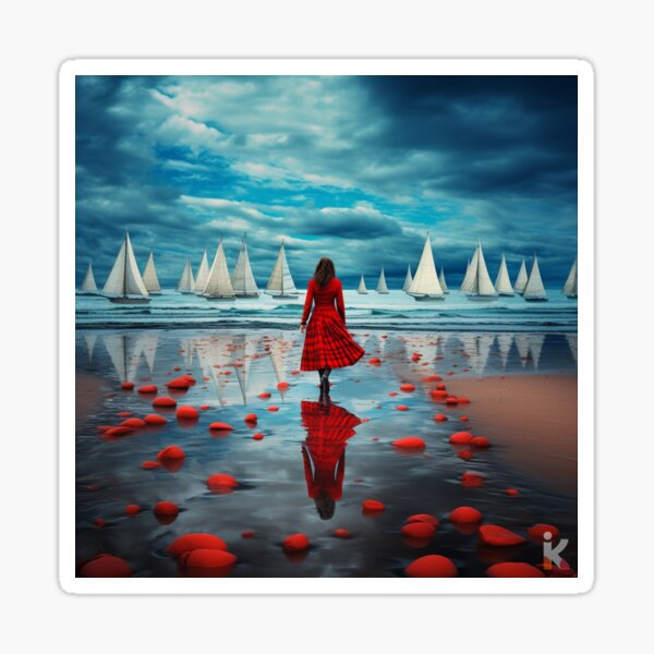 Vista previa del artículo con la obra «Paseo surrealista por la playa», diseñado y vendido por Kakooshka.