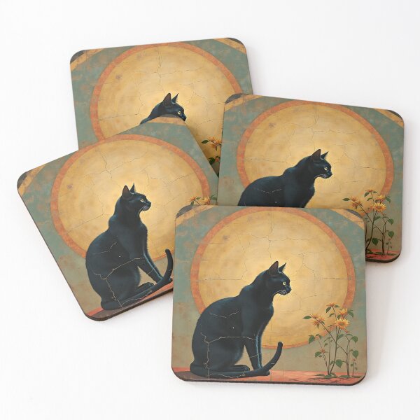 Item preview, Black Cat Fresco designed and sold by HabitableMoons.