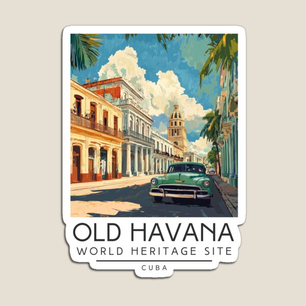 Vista previa del artículo con la obra «Un cartel de viaje antiguo de La Habana Vieja, Cuba», diseñado y vendido por GoodOldVintage.