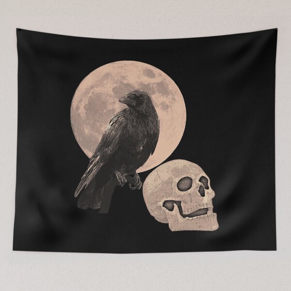 Item preview, Night motif with common raven and skull design, great goth design, cool Halloween party outfit designed and sold by Kirei-Lily.