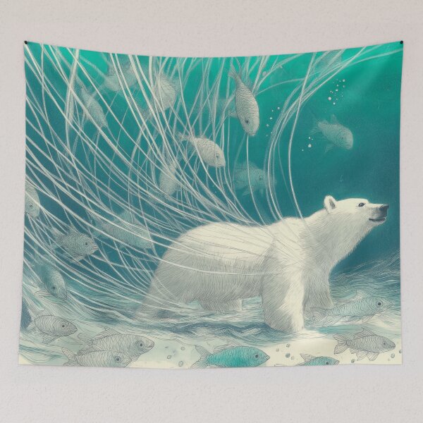 Item preview, Polar Bear Dreams. Plentiful ocean illustration. designed and sold by Shoot-The-Moon.