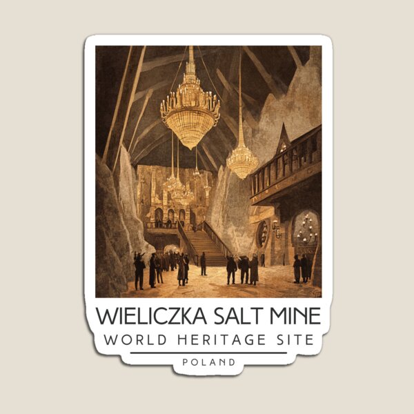 Vista previa del artículo con la obra «Un póster de viaje antiguo de la mina de sal de Wieliczka - Polonia », diseñado y vendido por GoodOldVintage.