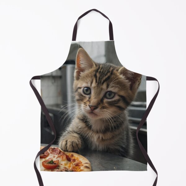 Item preview, Curious kitten caught admiring a freshly baked pizza designed and sold by CuteopiaGallery.