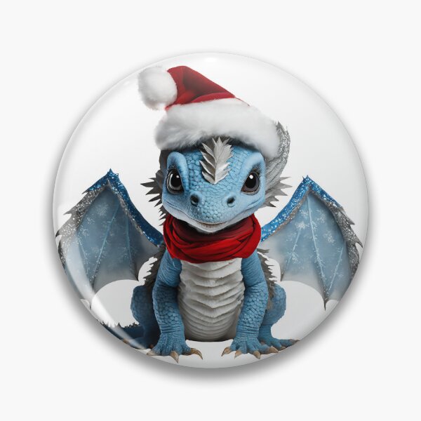 Item preview, Cute Realistic Artwork of a Cute Blue Baby Dragon Wearing a Red Festive Christmas Hat and Scarf designed and sold by CuteopiaGallery.