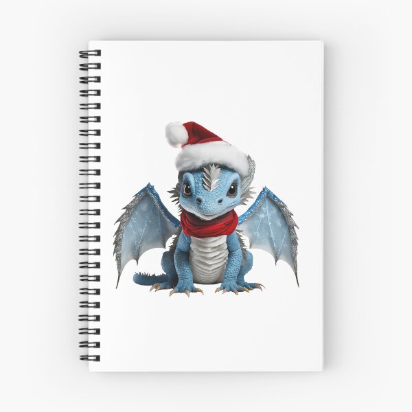 Item preview, Cute Realistic Artwork of a Cute Blue Baby Dragon Wearing a Red Festive Christmas Hat and Scarf designed and sold by CuteopiaGallery.