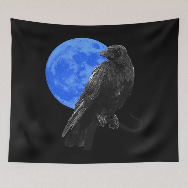 Item preview, Gothic moon with common raven, beautiful Halloween style, gothic raven motif designed and sold by Kirei-Lily.