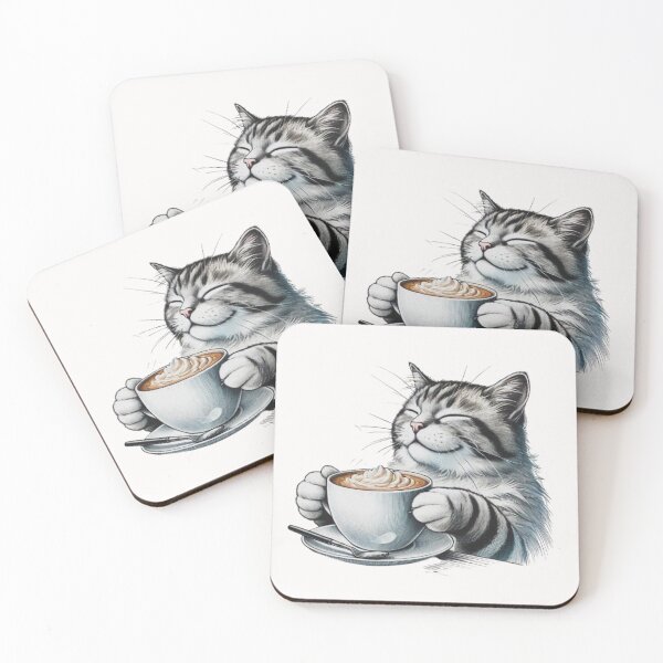 Item preview, A Cat Enjoying a Cup of Coffee – An Artwork designed and sold by younestshirts.