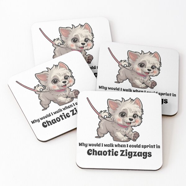 Item preview, Cute leahsed dog running in Zig zags. designed and sold by JennyFinns.