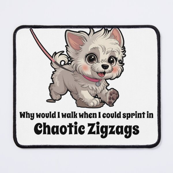 Item preview, Cute leahsed dog running in Zig zags. designed and sold by JennyFinns.