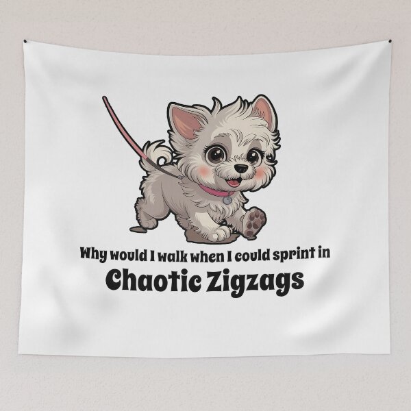 Item preview, Cute leahsed dog running in Zig zags. designed and sold by JennyFinns.