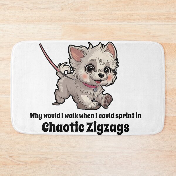 Item preview, Cute leahsed dog running in Zig zags. designed and sold by JennyFinns.