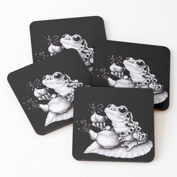Item preview, Frog drinking tea designed and sold by RowenaTmT.