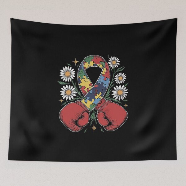 Item preview, Autism Awareness Ribbon with Boxing Gloves and Flowers designed and sold by love3617.
