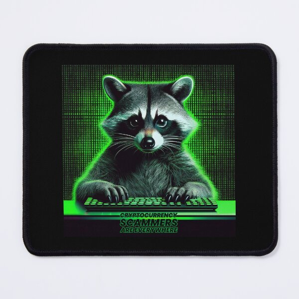 Item preview, Funny satirical raccoon cryptocurrency scammer warning designed and sold by Boxing Kangaroo Retail Company.