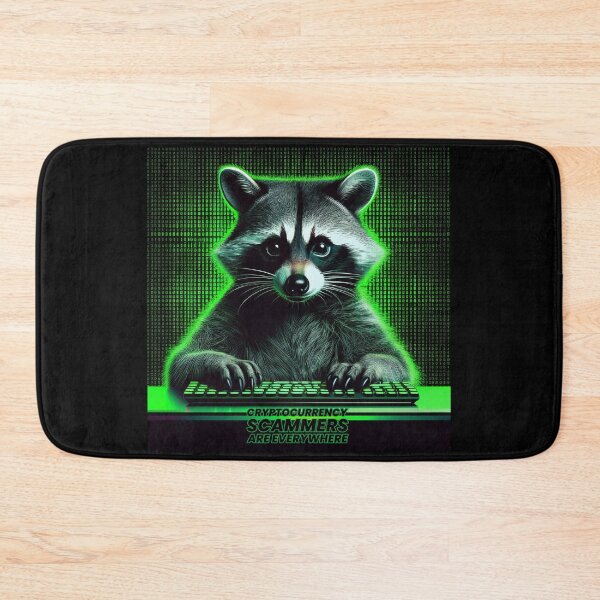 Item preview, Funny satirical raccoon cryptocurrency scammer warning designed and sold by Boxing Kangaroo Retail Company.
