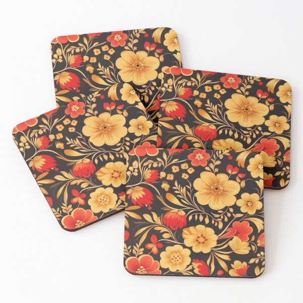 Item preview, Floral gold and red 1 designed and sold by vialgames.