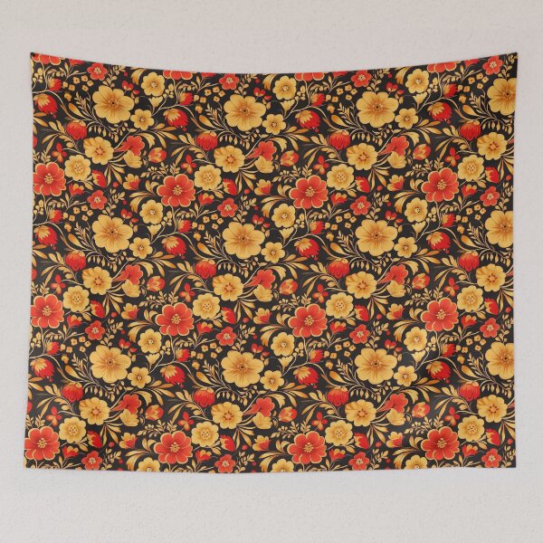 Item preview, Floral gold and red 1 designed and sold by vialgames.