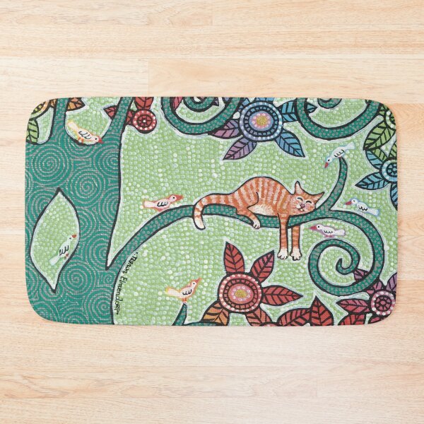 Item preview, Sleeping Red Cat In A Blossom Tree Watched By Birds designed and sold by ManonElmendorp.