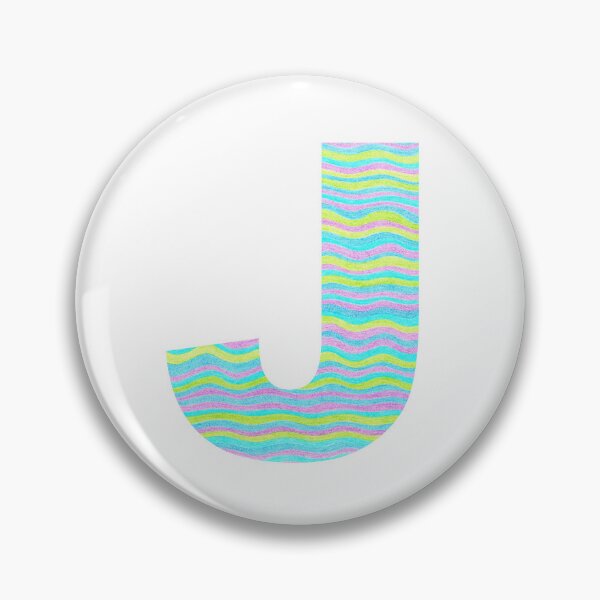 Item preview, Letter J Neon Wavy Stripe Pattern Monogram Initial designed and sold by theartofvikki.