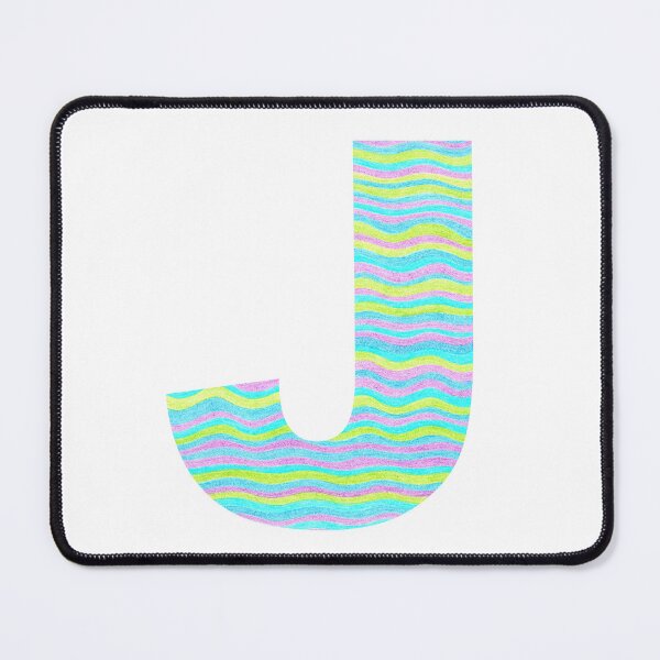 Item preview, Letter J Neon Wavy Stripe Pattern Monogram Initial designed and sold by theartofvikki.