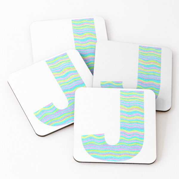 Item preview, Letter J Neon Wavy Stripe Pattern Monogram Initial designed and sold by theartofvikki.