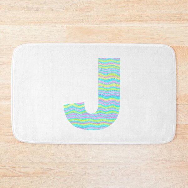 Item preview, Letter J Neon Wavy Stripe Pattern Monogram Initial designed and sold by theartofvikki.