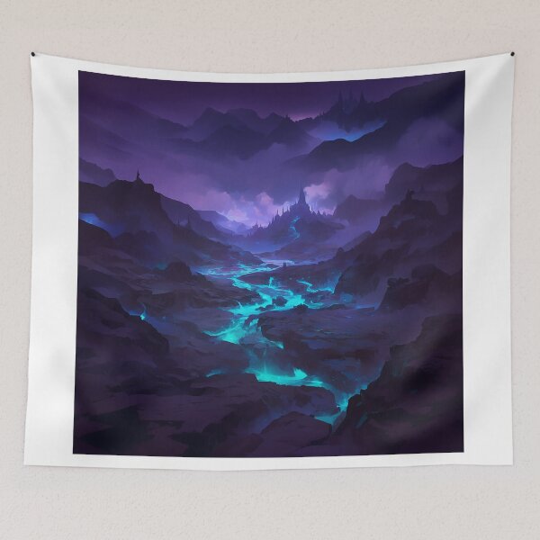 Aperçu de l'œuvre Rivière souterraine avec lumière bleue illuminée créée et vendue par Christian Weiss.