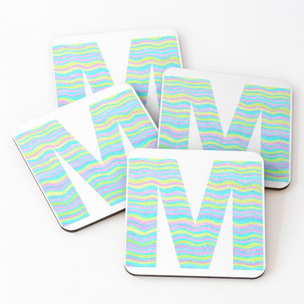 Item preview, Letter M Neon Wavy Stripe Pattern Monogram Initial designed and sold by theartofvikki.