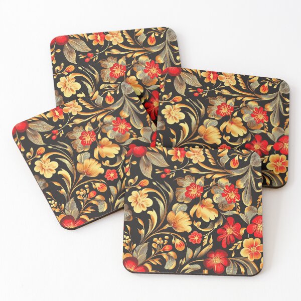 Item preview, Floral gold and red 2 designed and sold by vialgames.