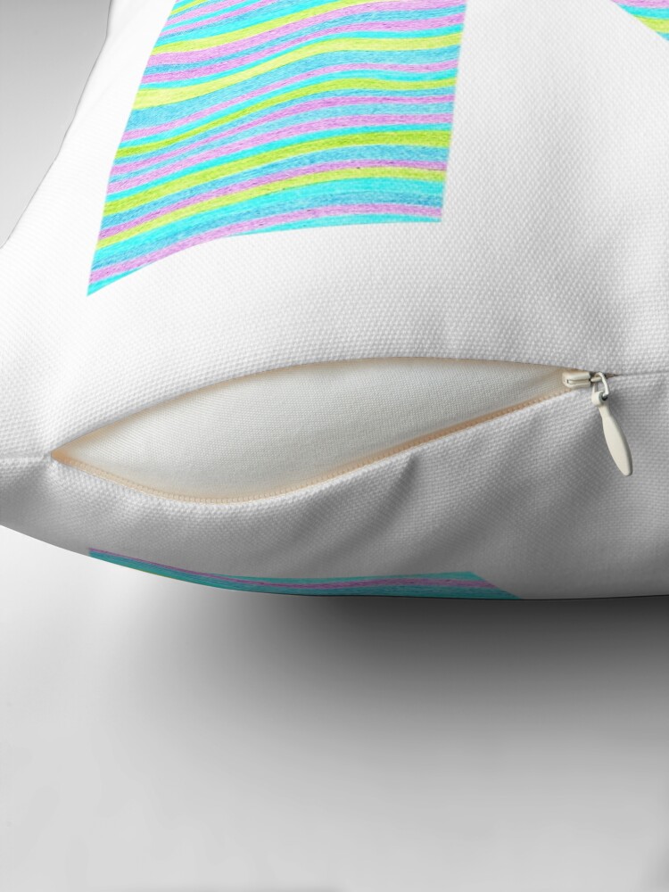 Thumbnail 2 of 4, Pillow, Letter N Neon Wavy Stripe Pattern Monogram Initial designed and sold by theartofvikki.