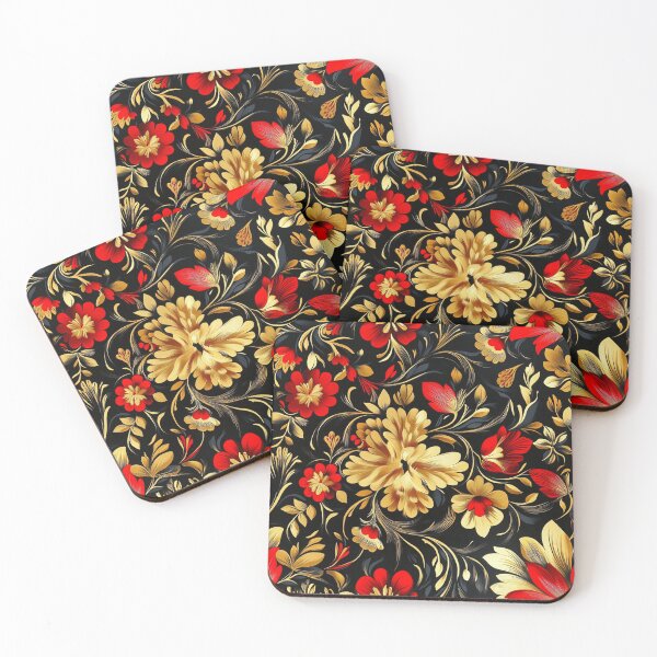Item preview, Floral gold and red 3 designed and sold by vialgames.